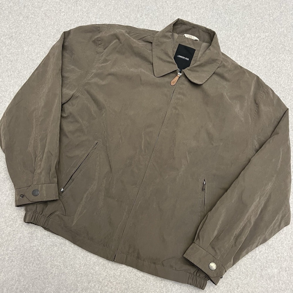 London Fog Jacket Men's Large Brown Long Sleeve Full Zip Bi Swing Pockets Preppy